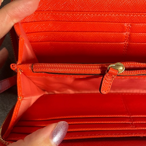 Coach Vibrant Red Leather Wristlet - Picture 3 of 6